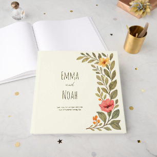 Vibrant Autumn Botanical Floral Wedding Guest Book