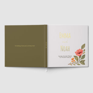 Vibrant Autumn Botanical Floral Wedding Guest Book