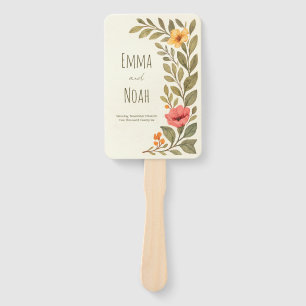 Vibrant Autumn Botanical Floral Wedding Hand Fan