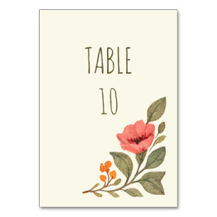 Vibrant Autumn Botanical Floral Wedding Table Number