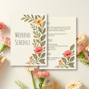 Vibrant Autumn Botanical Wedding Weekend Schedule Enclosure Card