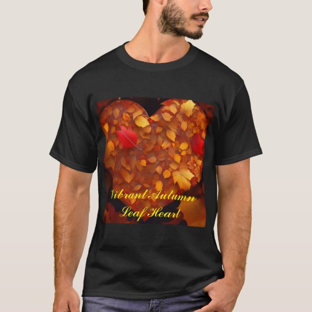 Vibrant Autumn Leaf Heart T-Shirt (Front)
