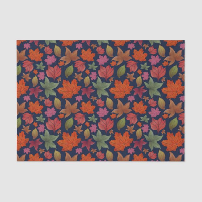 Vibrant Autumn leaf, red, orange, green Tissue Paper (Front)