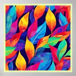 Vibrant Autumn Leaves Abstract Art Poster