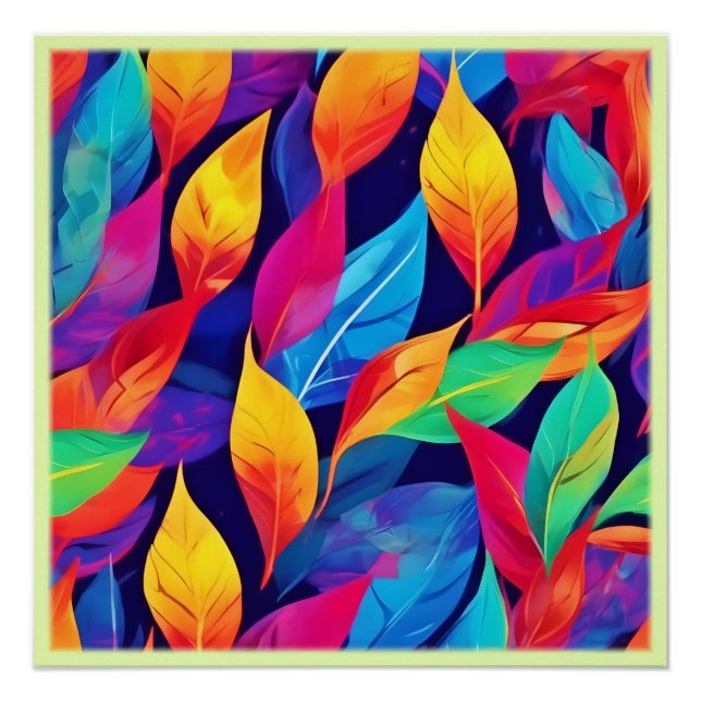 Vibrant Autumn Leaves Abstract Art Poster (Front)