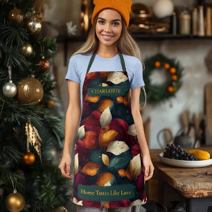 Vibrant Autumn Leaves Apron with Custom Name