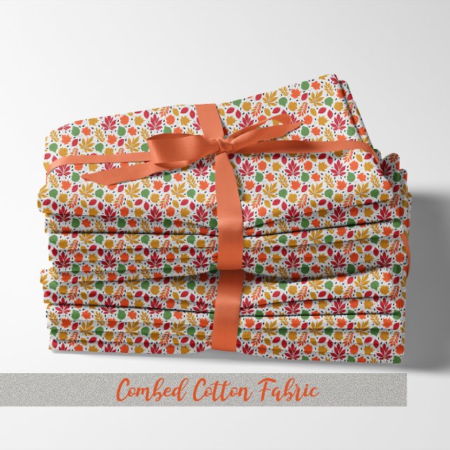 Vibrant Autumn Leaves Multi-Coloured Pattern Fabric (Vibrant Autumn Leaves Multi-Colored Pattern Combed Cotton Fabric)