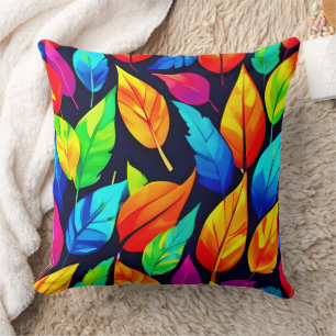 Vibrant Autumn Leaves Pattern Cushion
