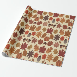 Vibrant Autumn Leaves Pattern with Fall Colours Wrapping Paper