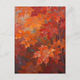 Vibrant Autumn Maple Leaves Canopy Postcard