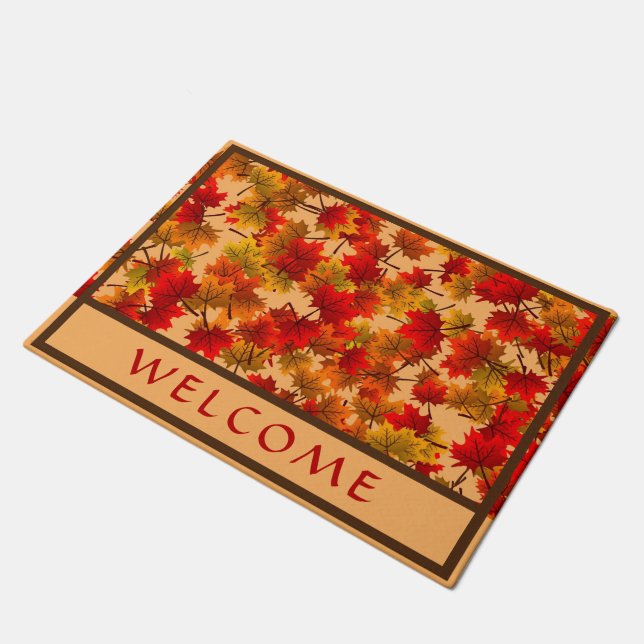 Vibrant Autumn Maple Leaves - Welcome Doormat (Angled)