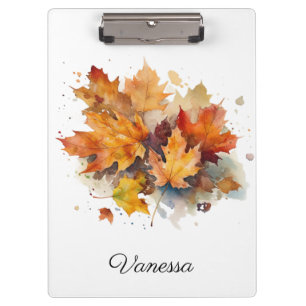 Vibrant Autumn Maple Watercolor, custom Clipboard