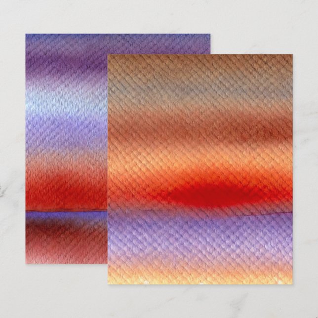 Vibrant Autumnal Watercolor Sunset Scrapbook Paper (Front/Back)