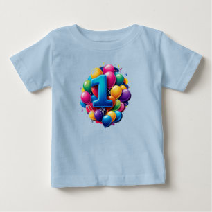 Vibrant Balloon Cluster With Large Number One Baby T-Shirt
