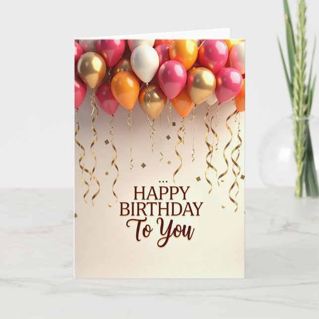 Vibrant Balloon Party Card (Front)