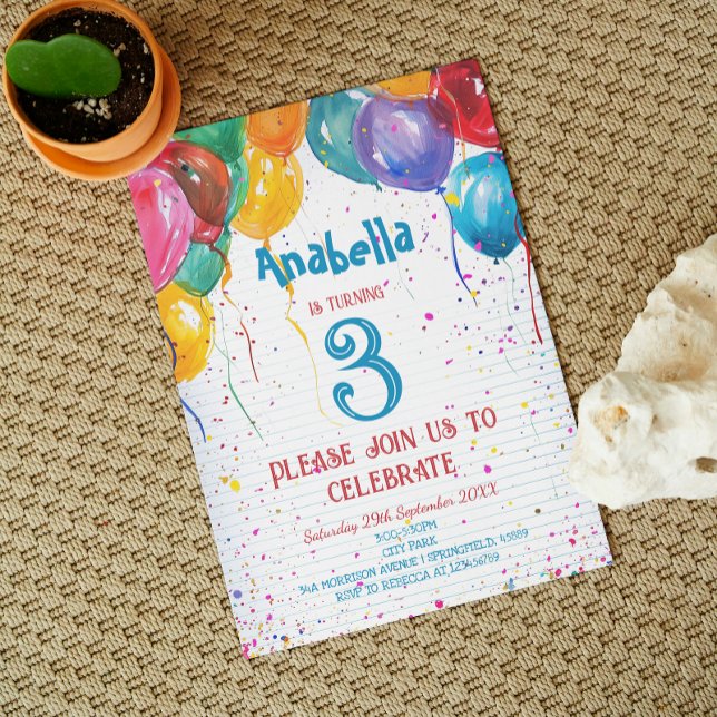 Vibrant Balloons I Custom Photo Birthday Party Invitation (Creator Uploaded)