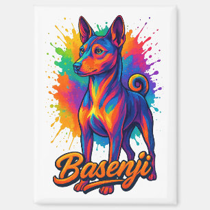 Vibrant Basenji Pop Art Design Magnet