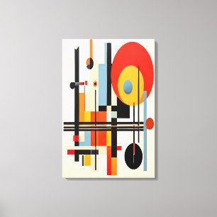 Vibrant Bauhaus-Inspired Geometric Abstract Art Canvas Print