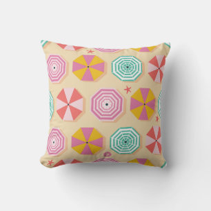 Vibrant Beach Umbrellas Pattern Cushion