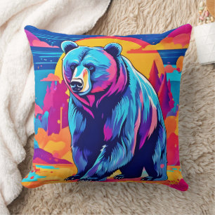 Vibrant Bear Art Cushion