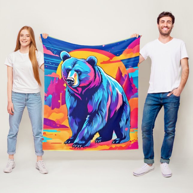 Vibrant Bear Art Fleece Blanket (In Situ)