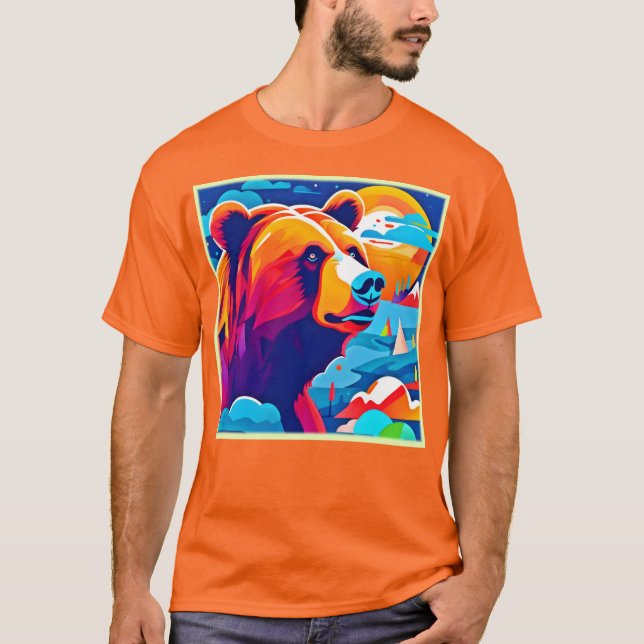 Vibrant Bear, Moonlit Scene T-Shirt (Front)