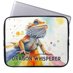 Vibrant Bearded Dragon Art Colourful Watercolor Laptop Sleeve
