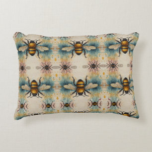Vibrant Bee Watercolour Pattern Decorative Cushion