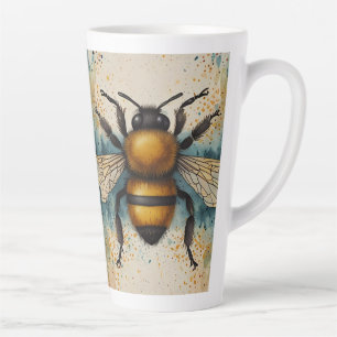 Vibrant Bee Watercolour Pattern Latte Mug