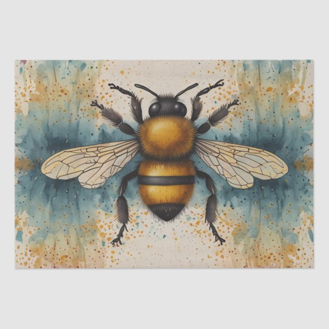 Vibrant Bee Watercolour Pattern Tissue Paper (Front)