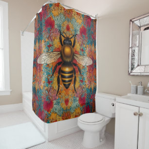 Vibrant Bee with pastel Hues Shower Curtain