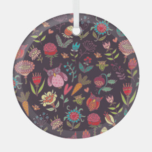 Vibrant Big Flowers Collection Glass Tree Decoration