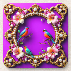 Vibrant Birds Perched Coaster