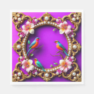 Vibrant Birds Perched Napkin