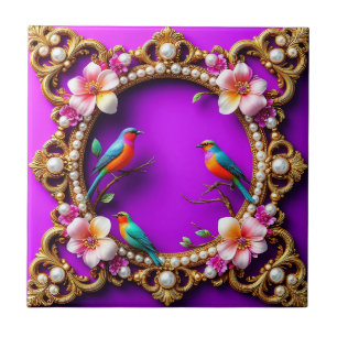 Vibrant Birds Perched Tile