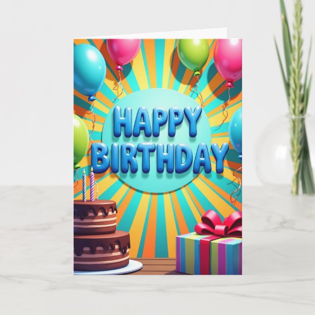 Vibrant Birthday 3D Card (Front)