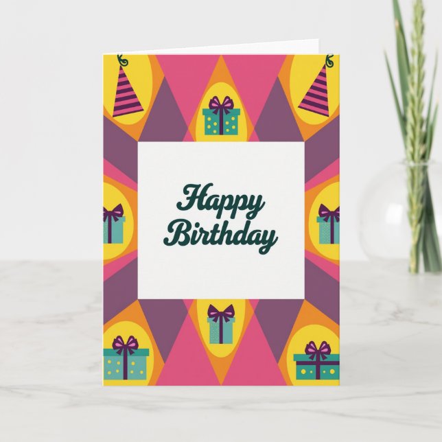 Vibrant Birthday Border Card (Front)