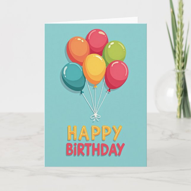 Vibrant Birthday Bow Card (Front)