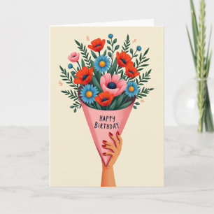 Vibrant Birthday Floral Bouquet Card