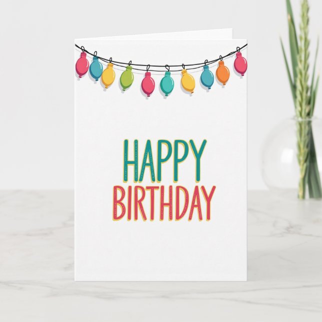 Vibrant Birthday Lights Card (Front)