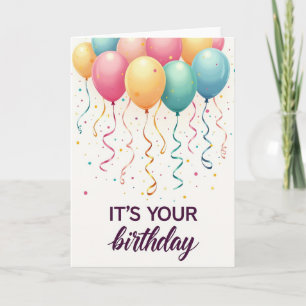 Vibrant Birthday Party Balloons Card