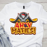 Vibrant Black Pirate Hat with 'Ahoy Maties!' Text