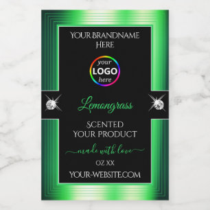 Vibrant Black Shiny Green with Logo Product Label