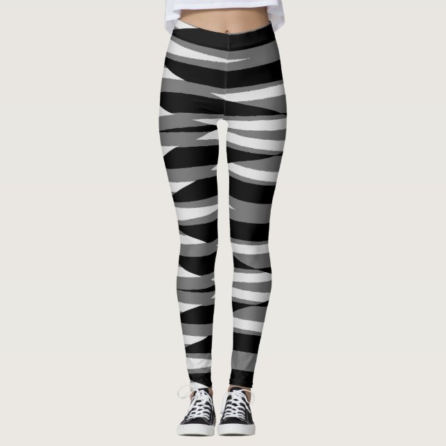 Vibrant black white classic "Ratti_Creative_Arts" Leggings (Front)