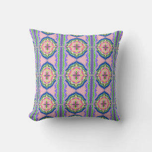 Vibrant Bloom Kaleidoscope: Pink & Emerald Mandala Cushion