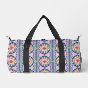 Vibrant Bloom Kaleidoscope: Pink & Emerald Mandala Duffle Bag