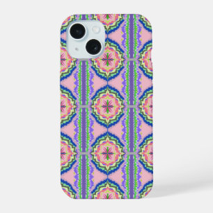 Vibrant Bloom Kaleidoscope: Pink & Emerald Mandala iPhone 15 Case