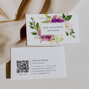 Vibrant Bloom   Modern Floral QR Code Business Card