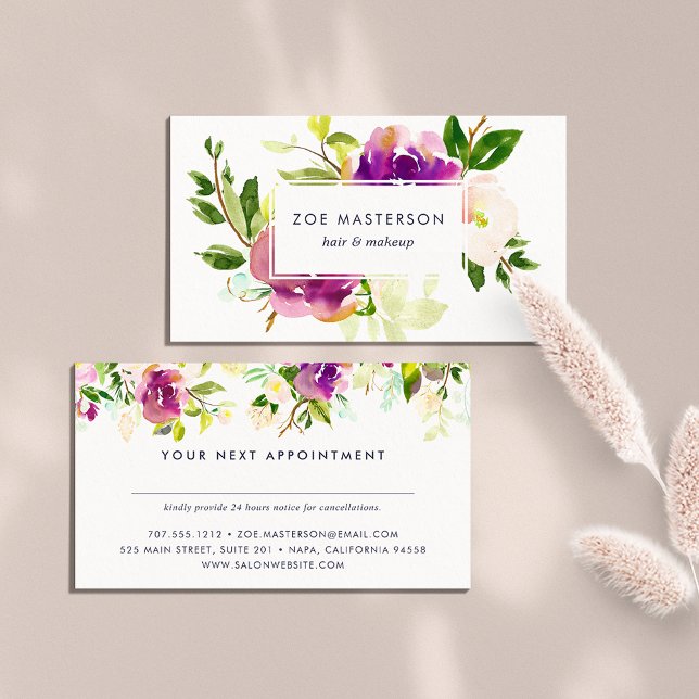 Vibrant Bloom | Watercolor Floral Appointment Card (Creator Uploaded)