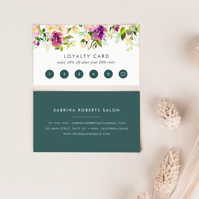 Vibrant Bloom | Watercolor Floral Loyalty Card (Creator Uploaded)